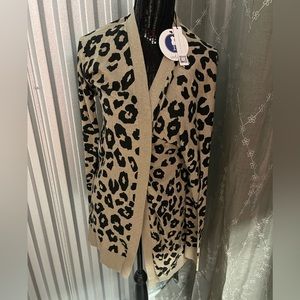 Sanctuary Animal Print Open Front Cardigan with Pockets Size XS NWT.